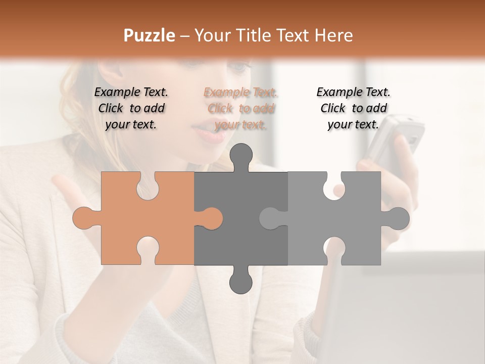 A Woman Sitting At A Table Using A Laptop Computer PowerPoint Template