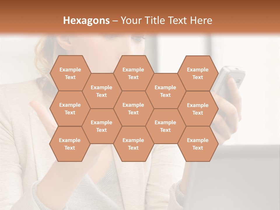 A Woman Sitting At A Table Using A Laptop Computer PowerPoint Template