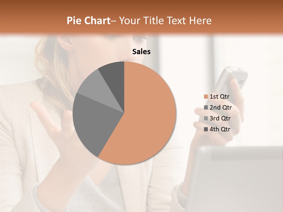 A Woman Sitting At A Table Using A Laptop Computer PowerPoint Template
