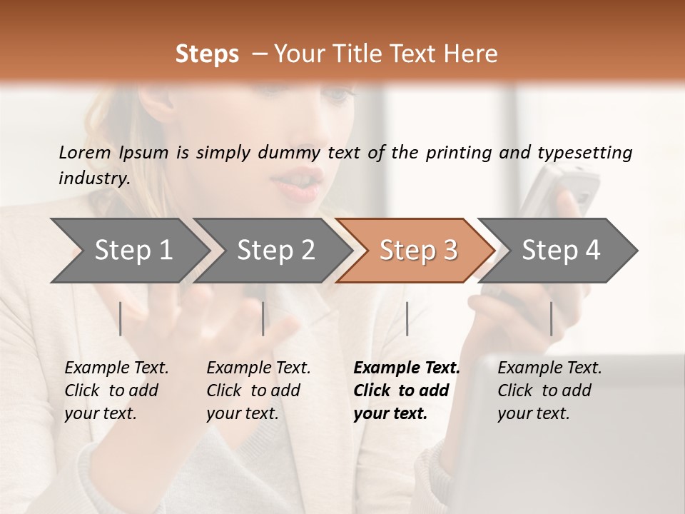 A Woman Sitting At A Table Using A Laptop Computer PowerPoint Template