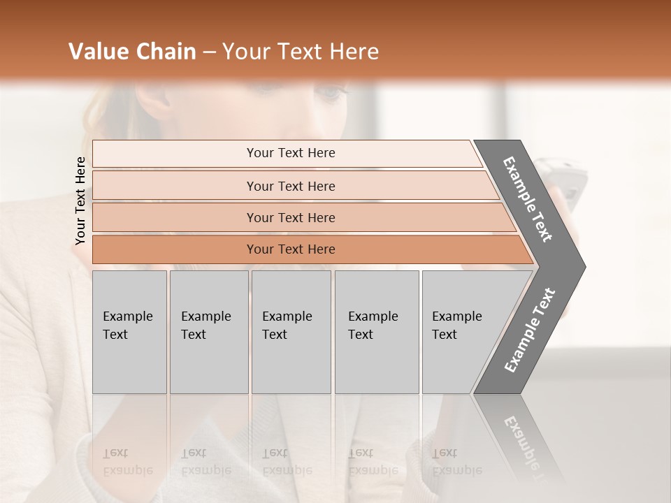 A Woman Sitting At A Table Using A Laptop Computer PowerPoint Template