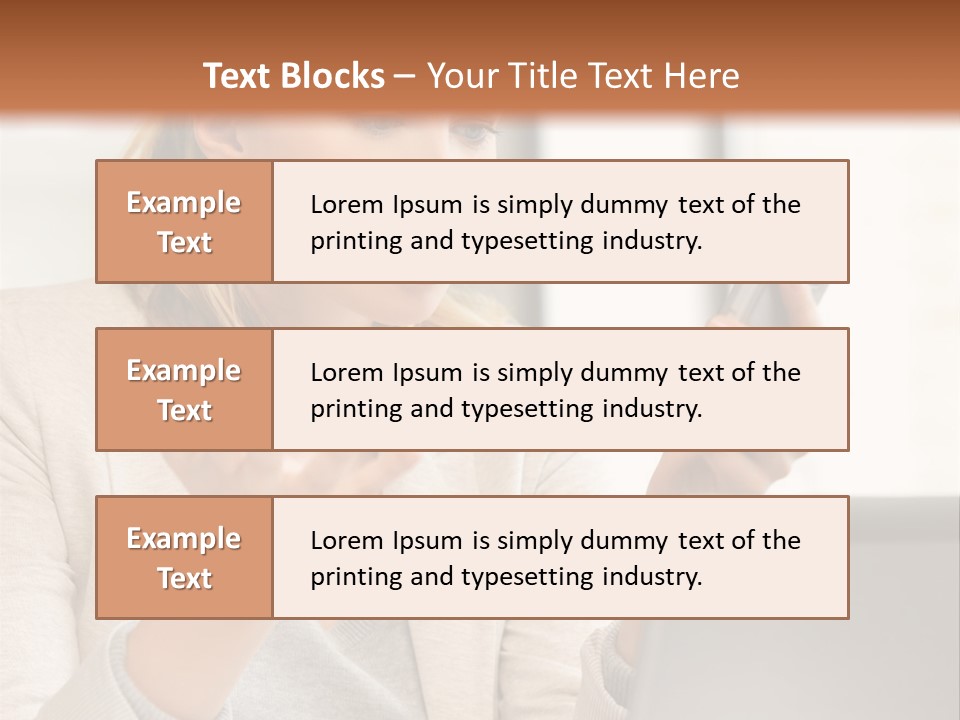 A Woman Sitting At A Table Using A Laptop Computer PowerPoint Template