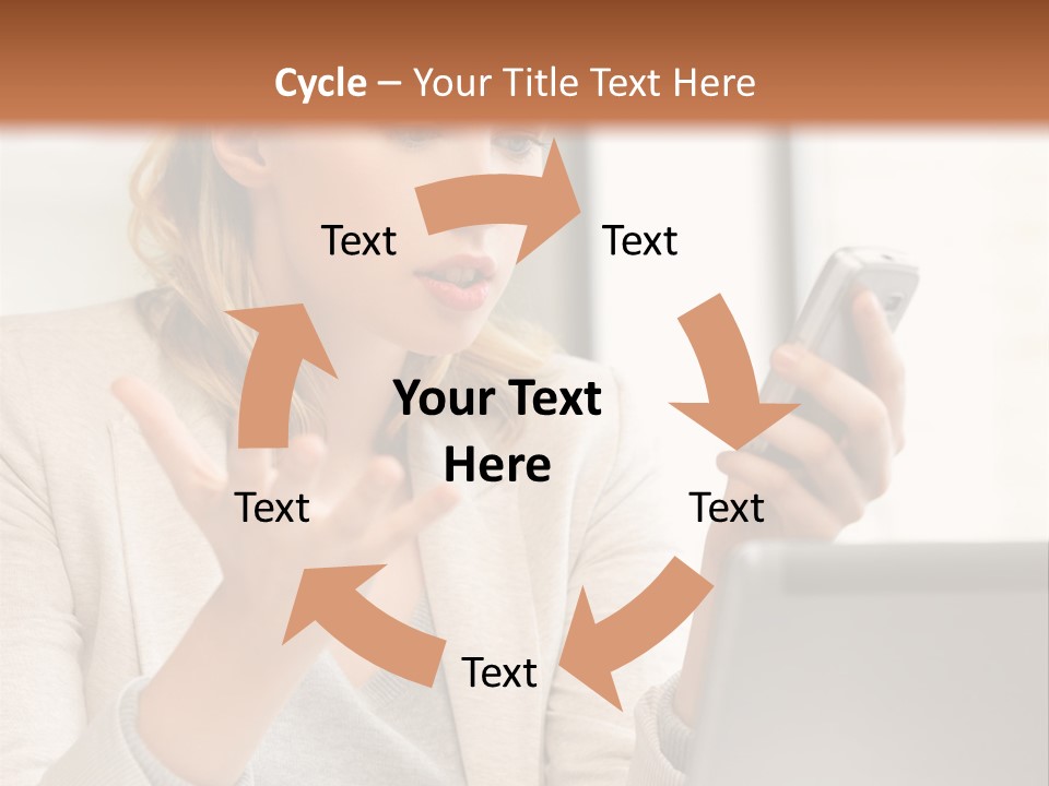 A Woman Sitting At A Table Using A Laptop Computer PowerPoint Template