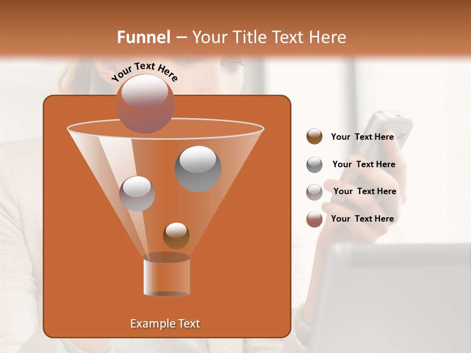 A Woman Sitting At A Table Using A Laptop Computer PowerPoint Template