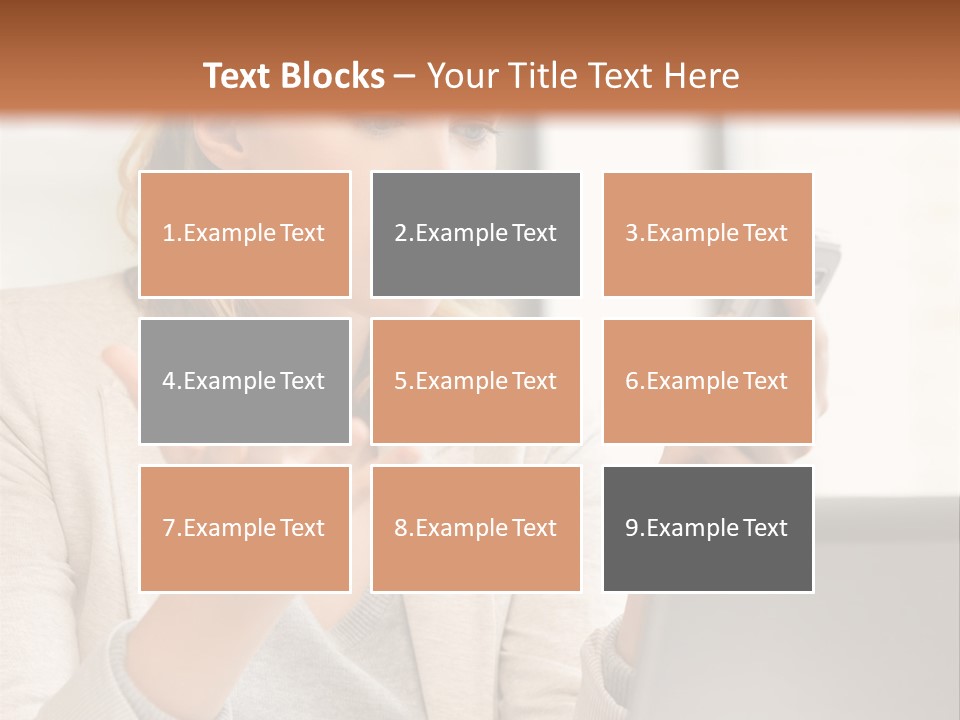 A Woman Sitting At A Table Using A Laptop Computer PowerPoint Template