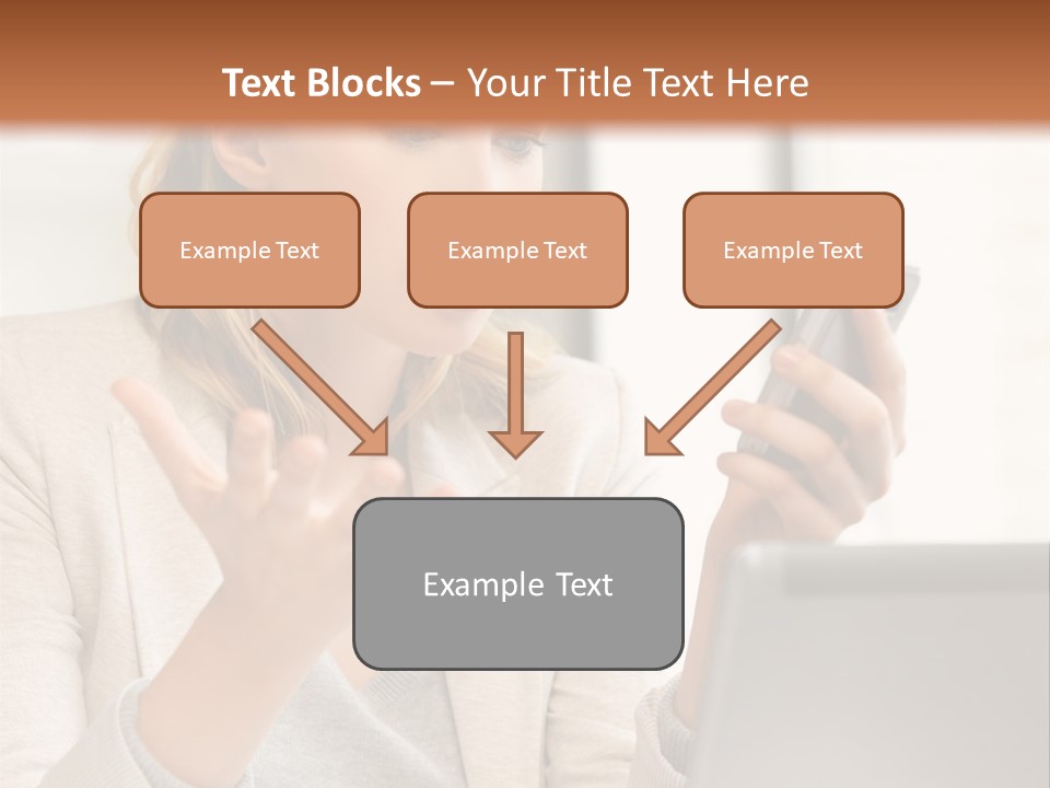 A Woman Sitting At A Table Using A Laptop Computer PowerPoint Template