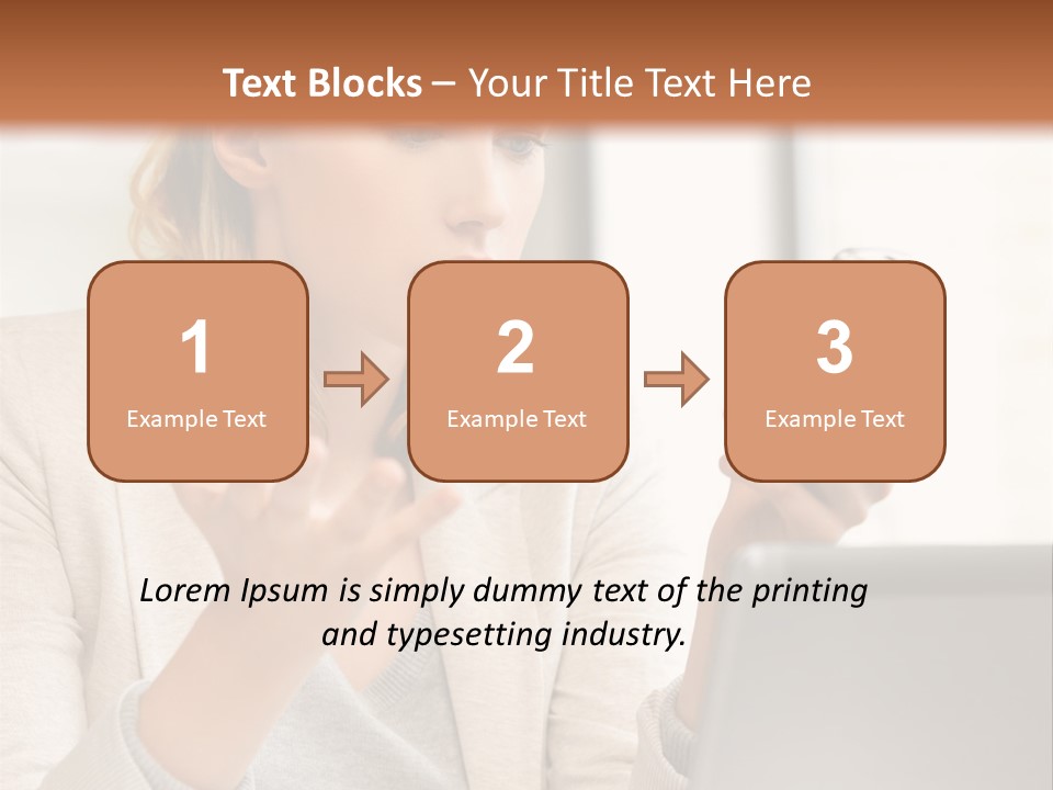 A Woman Sitting At A Table Using A Laptop Computer PowerPoint Template