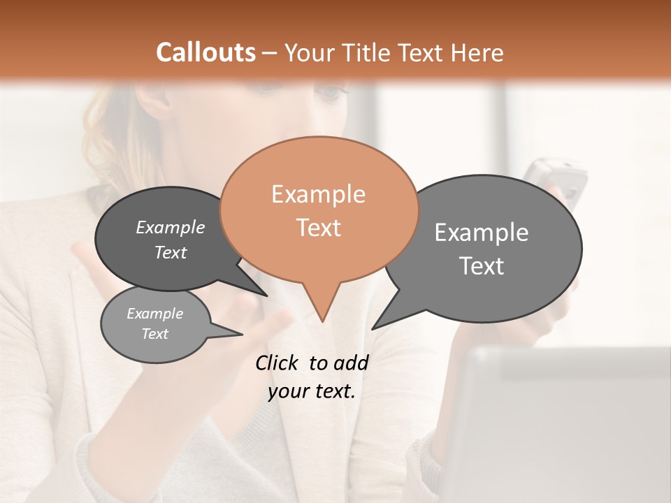 A Woman Sitting At A Table Using A Laptop Computer PowerPoint Template