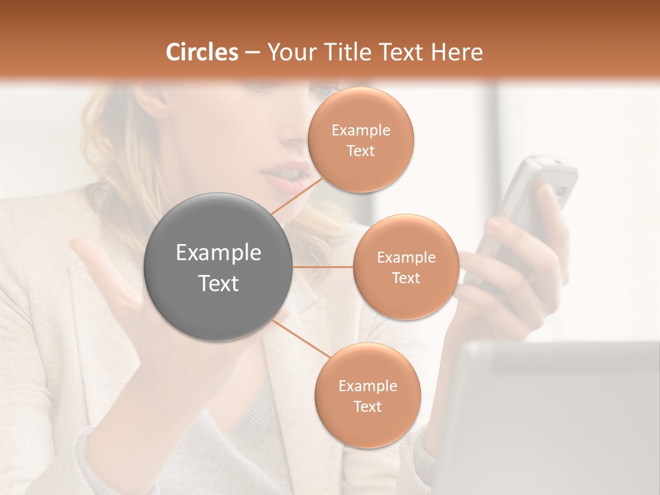 A Woman Sitting At A Table Using A Laptop Computer PowerPoint Template