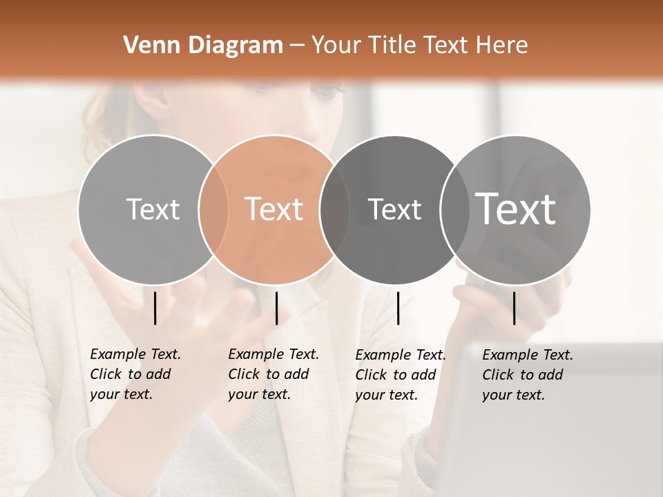 A Woman Sitting At A Table Using A Laptop Computer PowerPoint Template