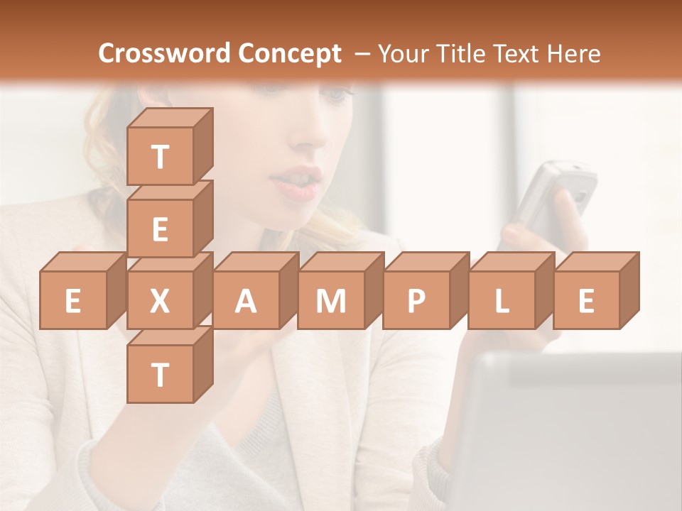 A Woman Sitting At A Table Using A Laptop Computer PowerPoint Template