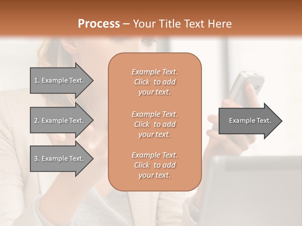 A Woman Sitting At A Table Using A Laptop Computer PowerPoint Template