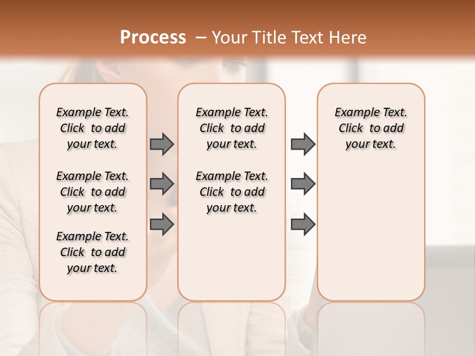 A Woman Sitting At A Table Using A Laptop Computer PowerPoint Template