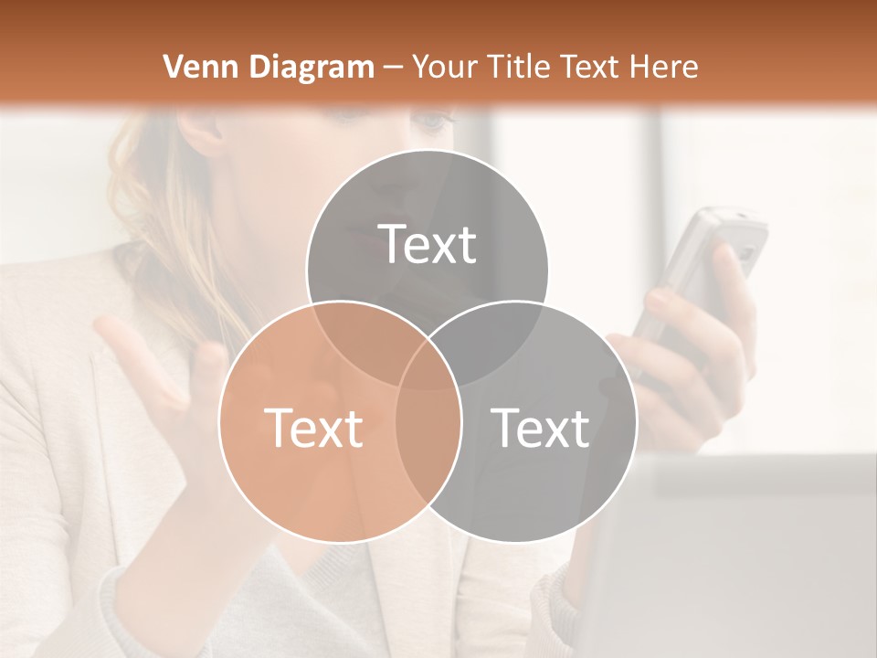 A Woman Sitting At A Table Using A Laptop Computer PowerPoint Template