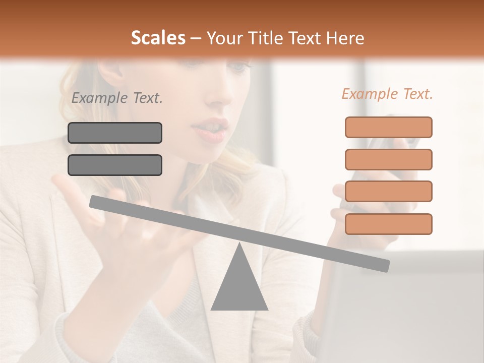 A Woman Sitting At A Table Using A Laptop Computer PowerPoint Template
