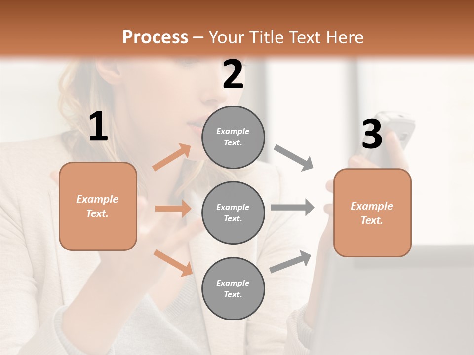 A Woman Sitting At A Table Using A Laptop Computer PowerPoint Template