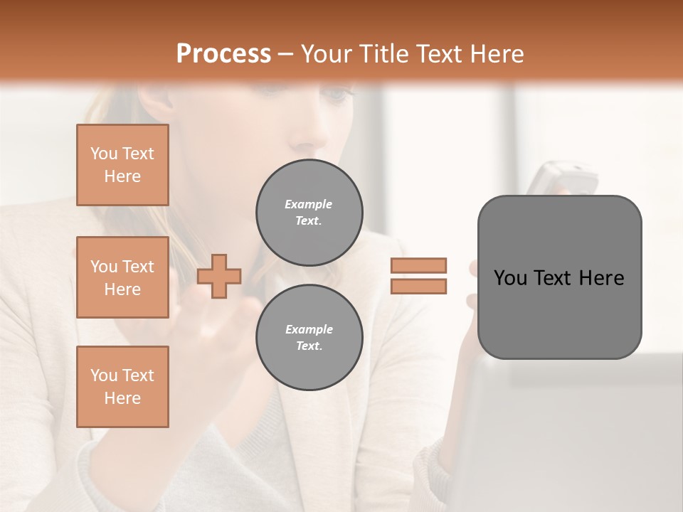 A Woman Sitting At A Table Using A Laptop Computer PowerPoint Template