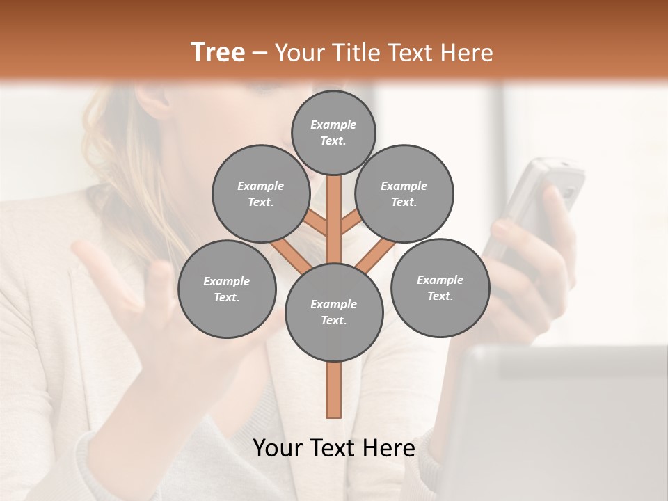 A Woman Sitting At A Table Using A Laptop Computer PowerPoint Template