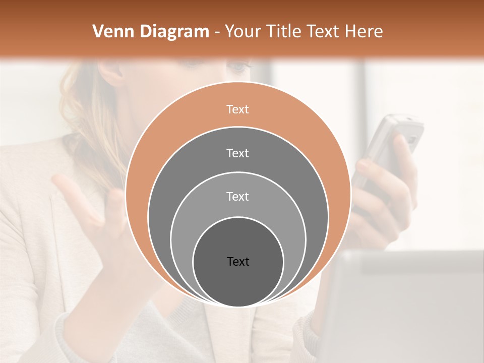 A Woman Sitting At A Table Using A Laptop Computer PowerPoint Template
