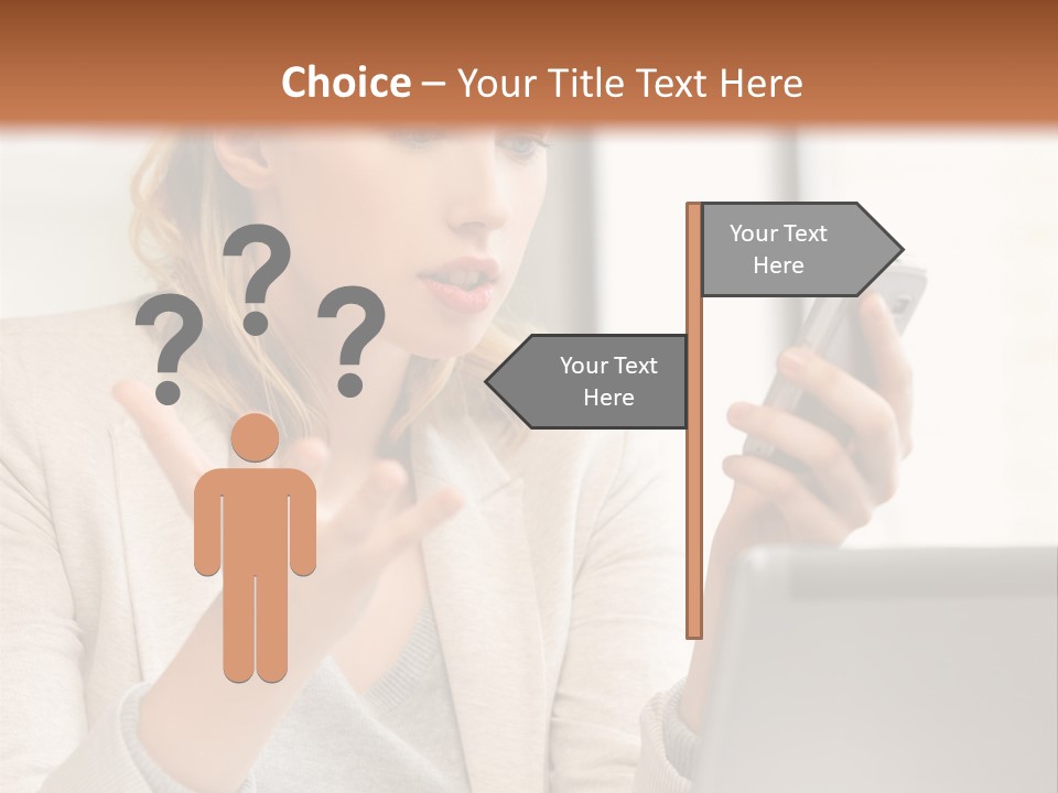 A Woman Sitting At A Table Using A Laptop Computer PowerPoint Template