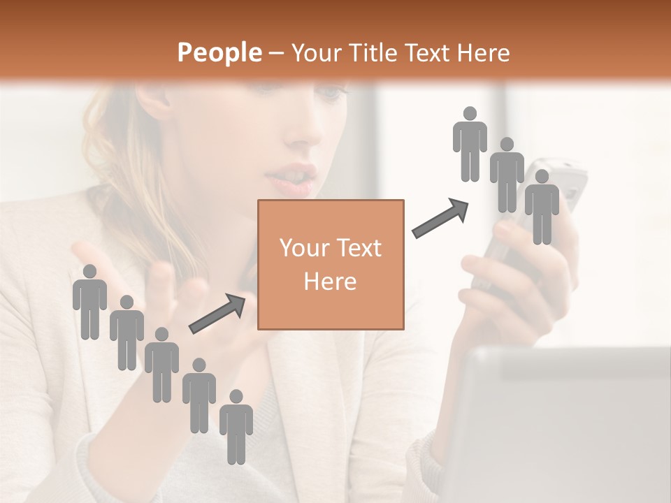 A Woman Sitting At A Table Using A Laptop Computer PowerPoint Template