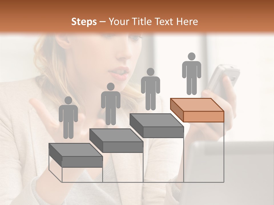 A Woman Sitting At A Table Using A Laptop Computer PowerPoint Template