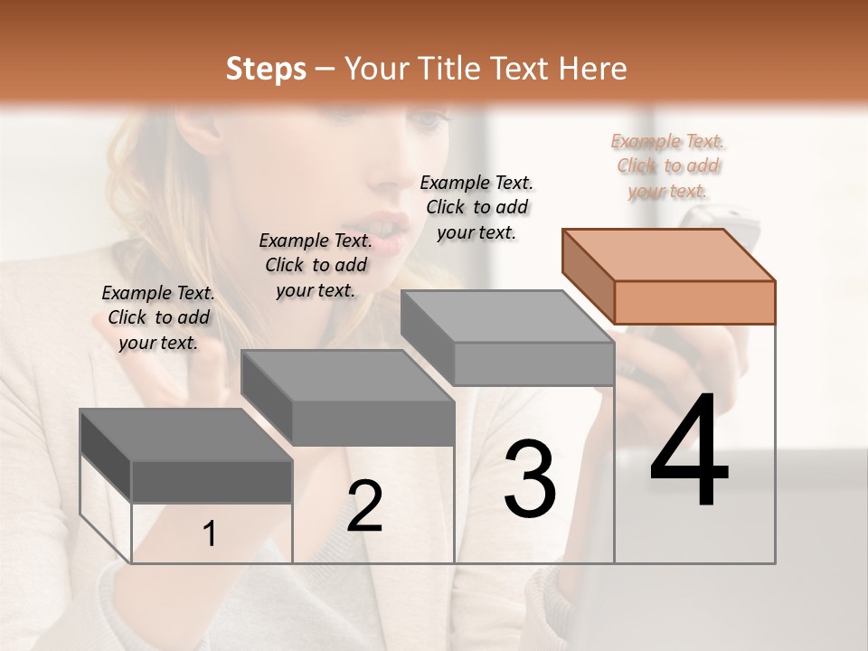 A Woman Sitting At A Table Using A Laptop Computer PowerPoint Template