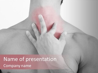 A Man Holding His Neck In Pain PowerPoint Template