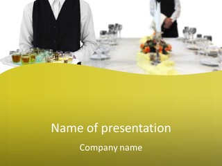 A Man Standing In Front Of A Table Filled With Glasses PowerPoint Template