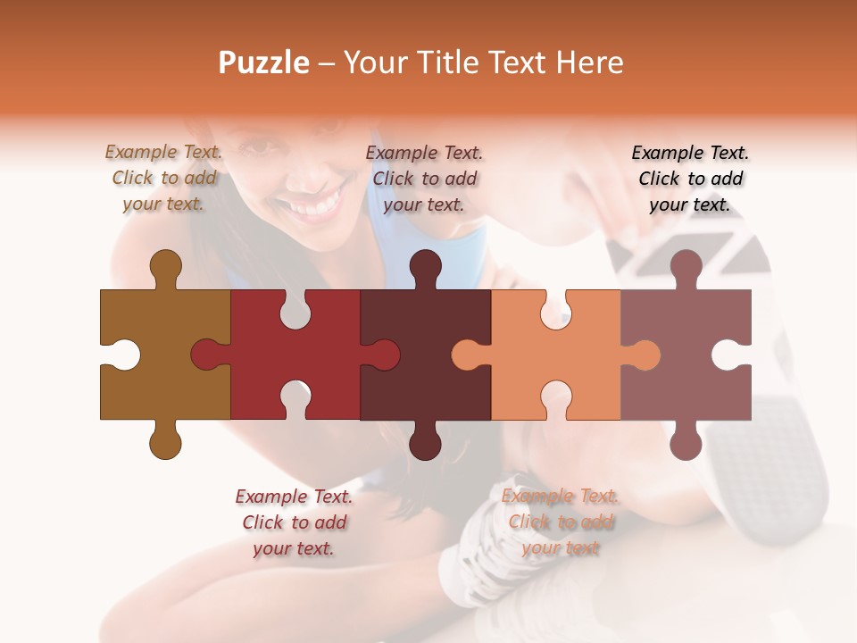 A Woman In A Blue Tank Top Is Holding A Shoe PowerPoint Template