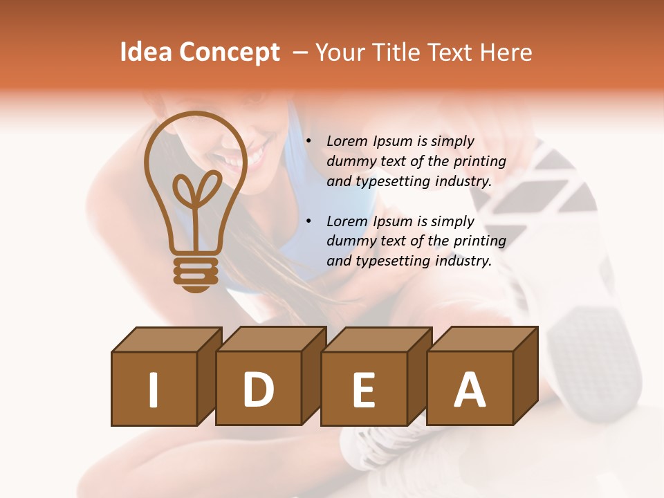 A Woman In A Blue Tank Top Is Holding A Shoe PowerPoint Template