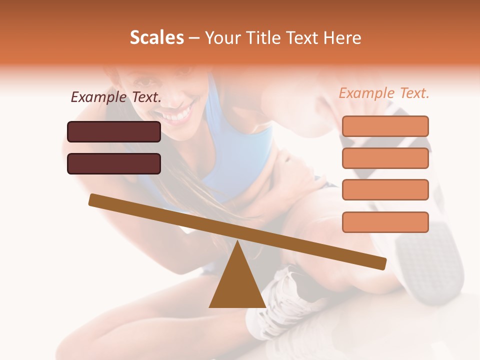 A Woman In A Blue Tank Top Is Holding A Shoe PowerPoint Template