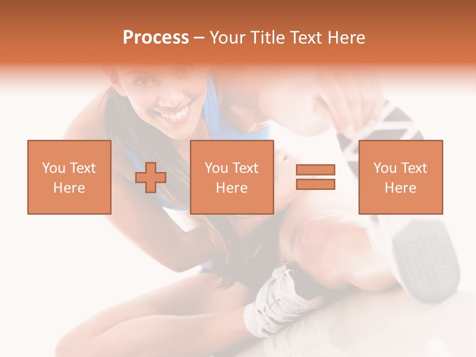 A Woman In A Blue Tank Top Is Holding A Shoe PowerPoint Template