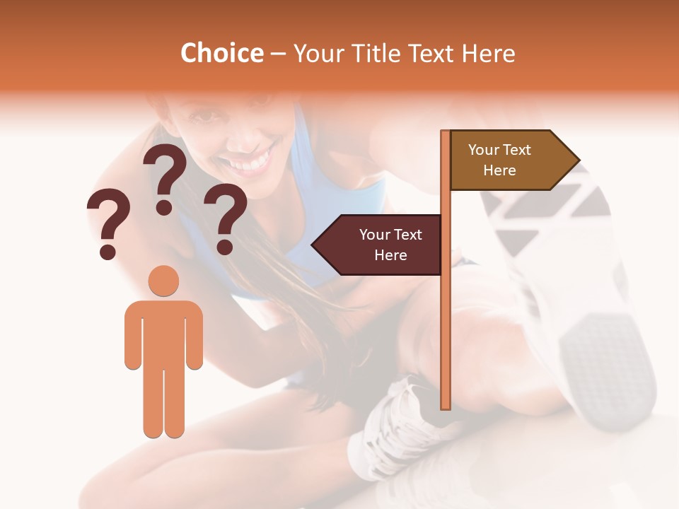 A Woman In A Blue Tank Top Is Holding A Shoe PowerPoint Template