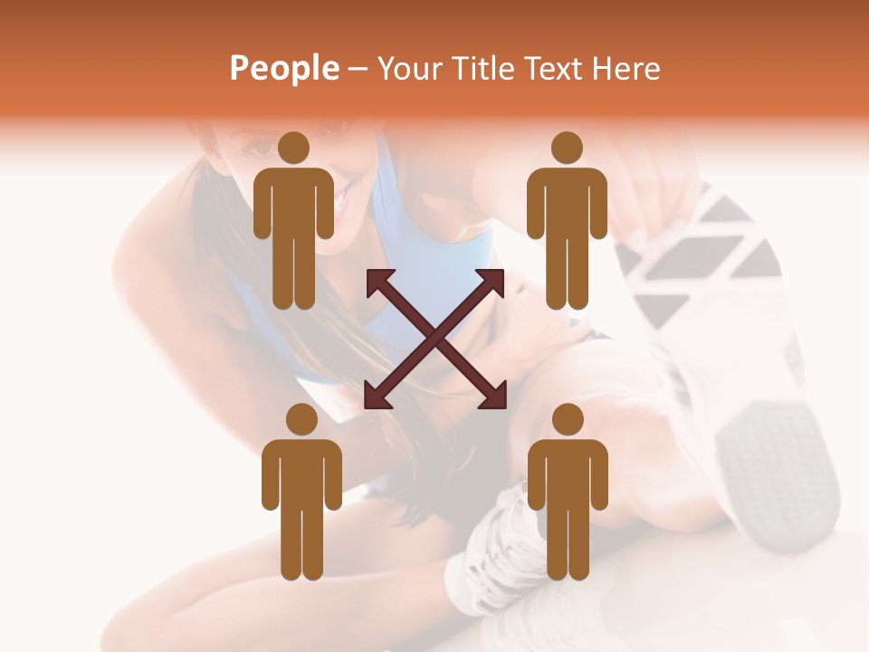 A Woman In A Blue Tank Top Is Holding A Shoe PowerPoint Template