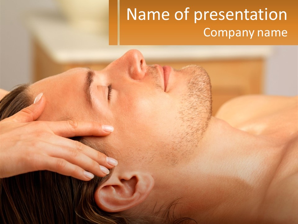 A Man Getting A Facial Massage From A Woman PowerPoint Template