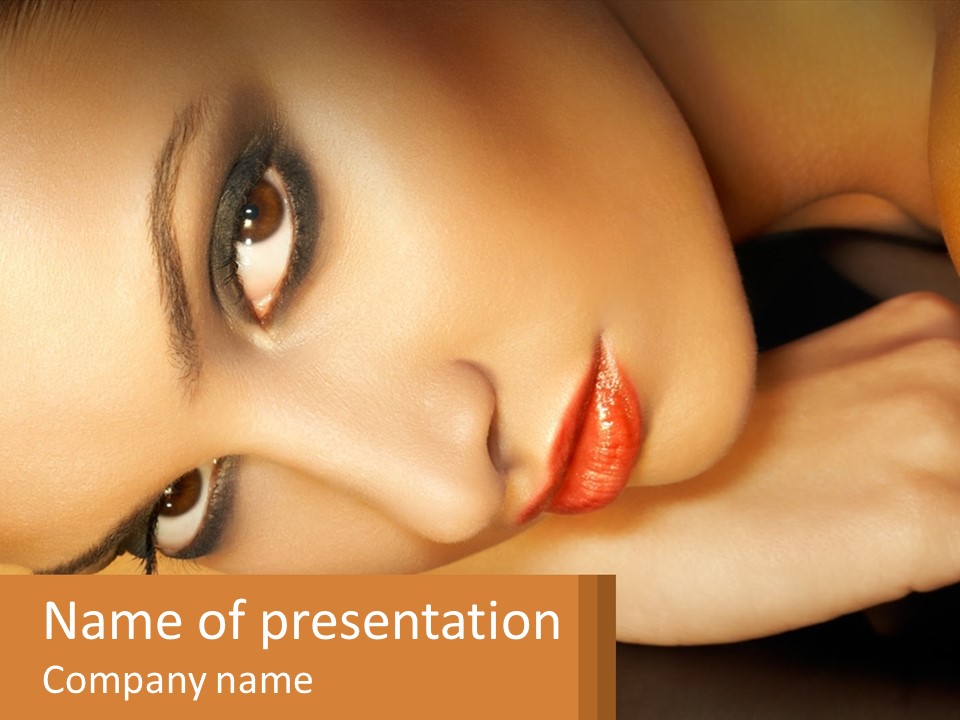A Woman Laying Down With Her Eyes Closed PowerPoint Template