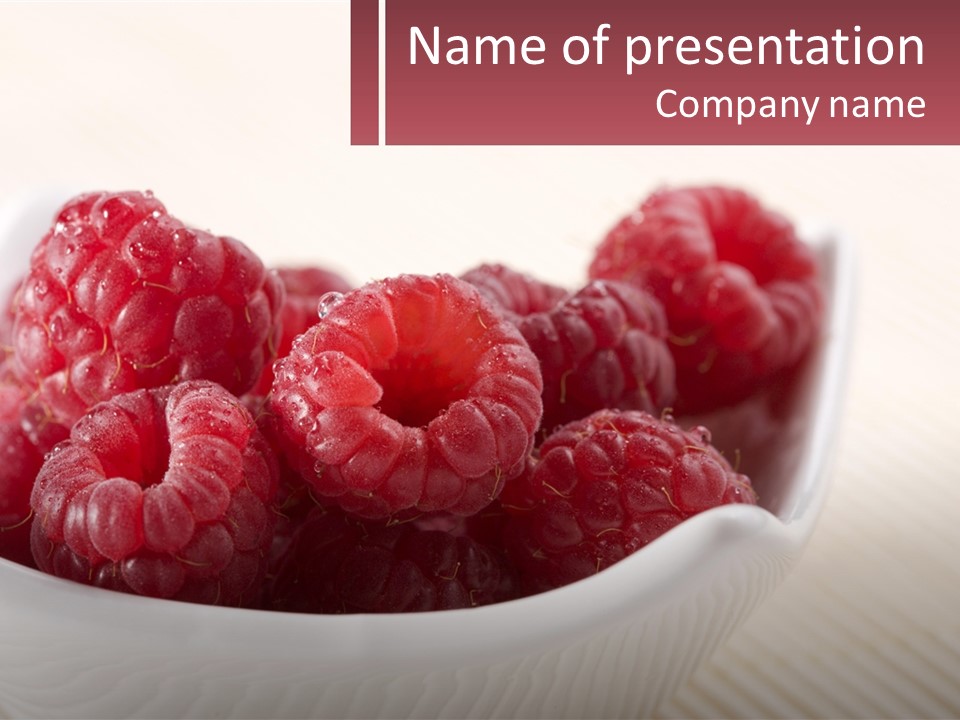 Closeup Fresh Raspberry PowerPoint Template