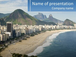 A Picture Of A Beach With A City In The Background PowerPoint Template