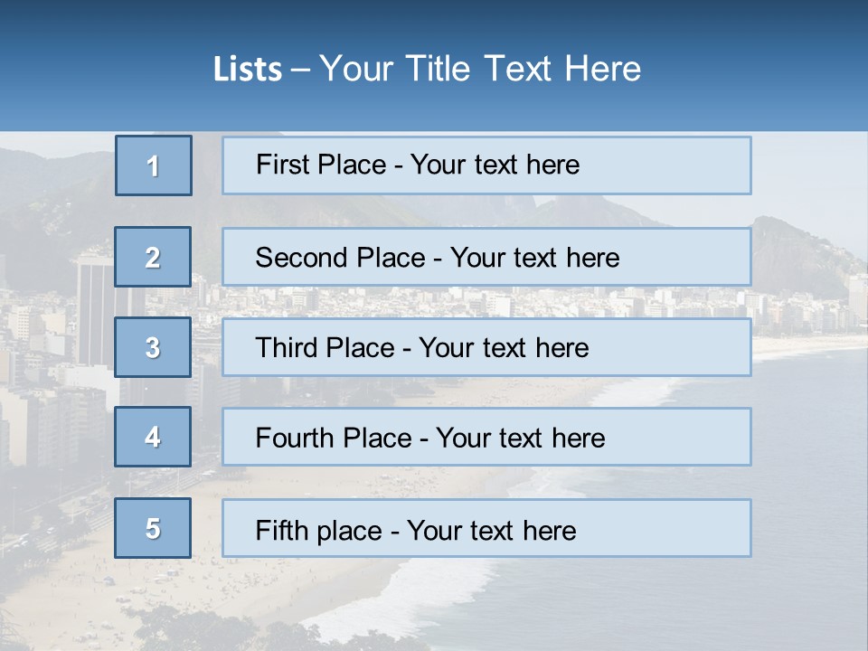 A Picture Of A Beach With A City In The Background PowerPoint Template