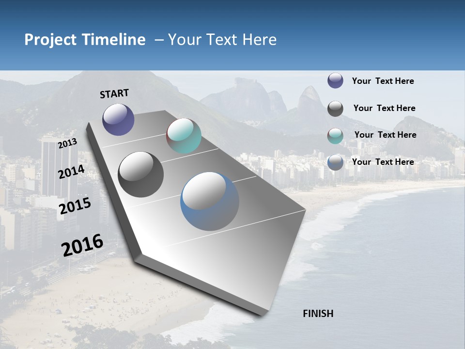 A Picture Of A Beach With A City In The Background PowerPoint Template