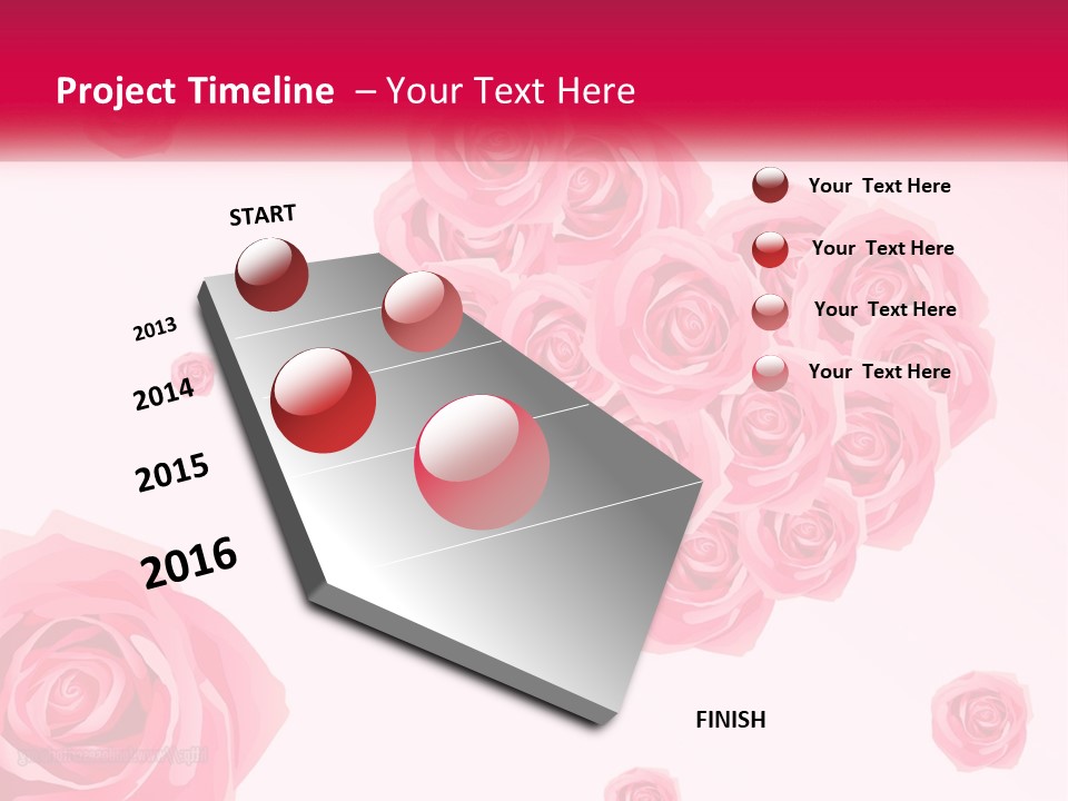 A Bunch Of Pink Roses On A White And Pink Background PowerPoint Template