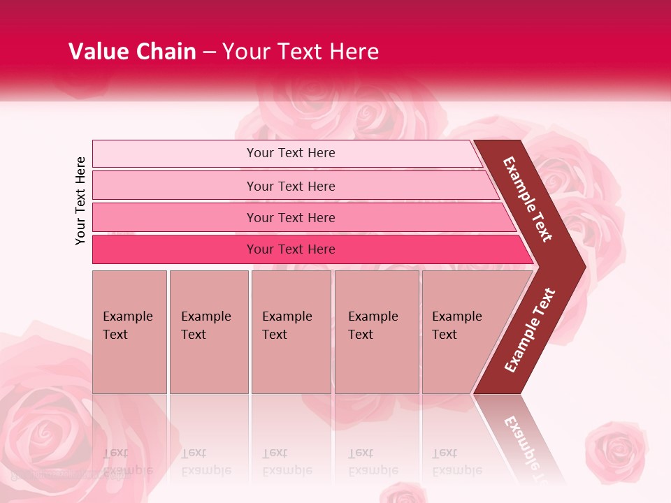 A Bunch Of Pink Roses On A White And Pink Background PowerPoint Template