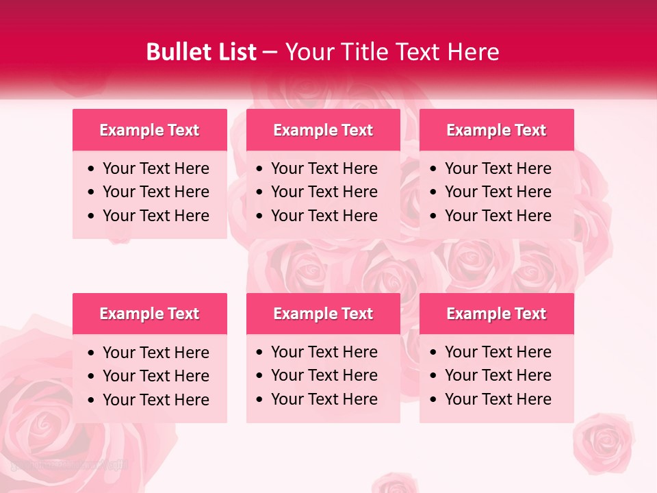 A Bunch Of Pink Roses On A White And Pink Background PowerPoint Template