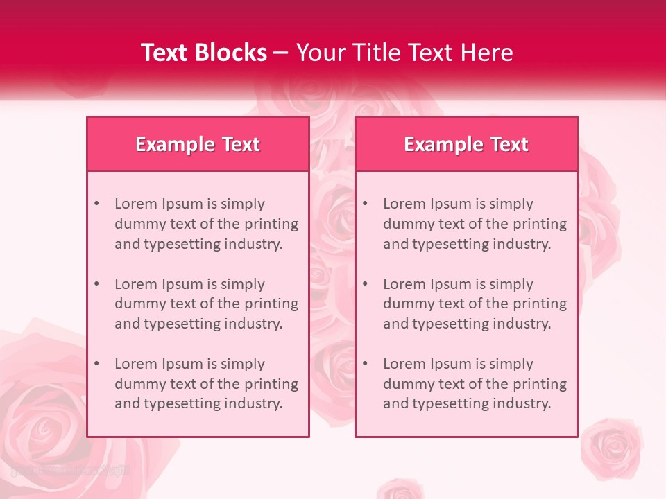 A Bunch Of Pink Roses On A White And Pink Background PowerPoint Template