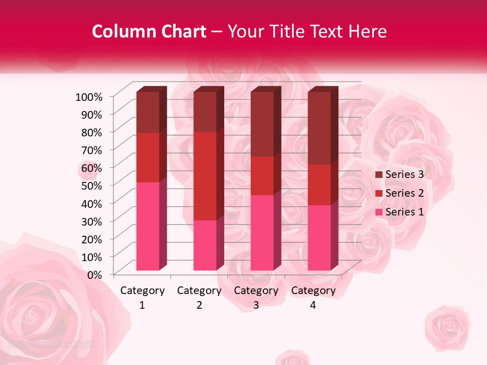 A Bunch Of Pink Roses On A White And Pink Background PowerPoint Template