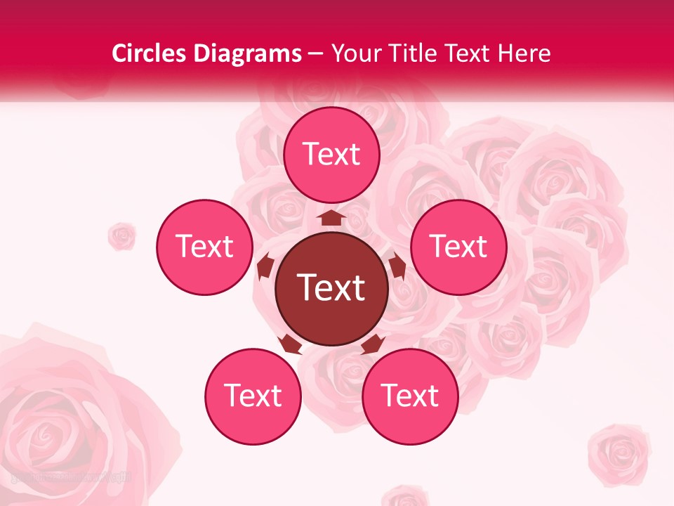 A Bunch Of Pink Roses On A White And Pink Background PowerPoint Template