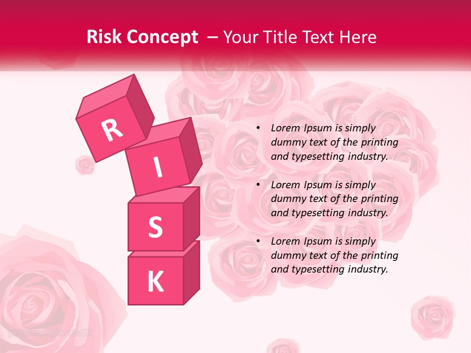 A Bunch Of Pink Roses On A White And Pink Background PowerPoint Template
