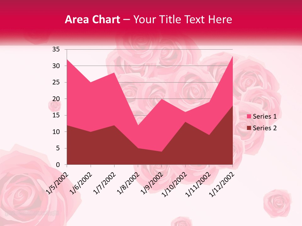 A Bunch Of Pink Roses On A White And Pink Background PowerPoint Template