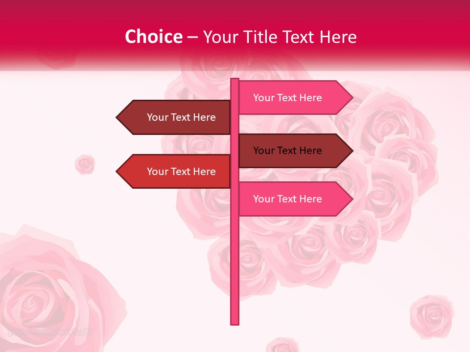 A Bunch Of Pink Roses On A White And Pink Background PowerPoint Template